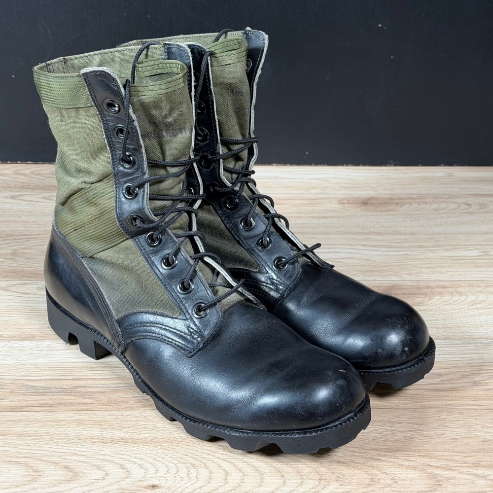 Ro-Search Jungle Boots Mens 10.5 R Black Green Spike Protective Combat Vietnam